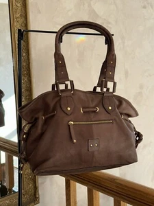 Pelle Studio Brown Pebbled Leather Handbag Slouch Hobo Purse LARGE  Duffle - Picture 1 of 24