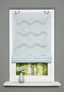 Raffrollo Fenster-Gardine Raffgardine Ösenrollo Vorhang MIT Haken Aqua 45x130 cm - Bild 1 von 1