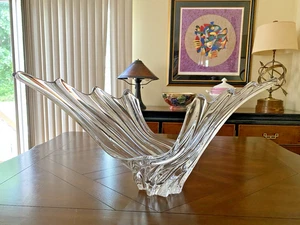 Vannes France Massive Le Chatel Swirl Large 27'' X 11'' Crystal Bowl Centerpiece - Picture 1 of 15