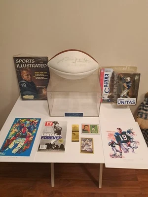 johnny unitas signed football & case Beckett full LOA W/assorted unitas lot - Image 1 of 4
