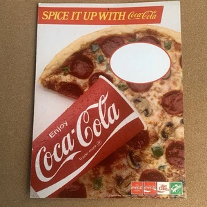 Vintage Spice It Up With Coca Cola Pizza Combo Cardboard  Advertising Sign (b) - Picture 1 of 7