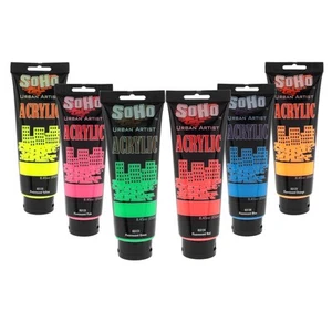 SoHo Urban Artists Heavy Body Acrylic - Fluorescent Bundle, Set of 6, 250 ml - Picture 1 of 7