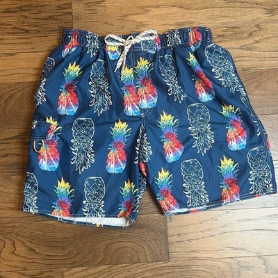 Bañador Piña Para Hombre Azul Estampado Tropical Traje de Baño Cordón Foto 1 de 4