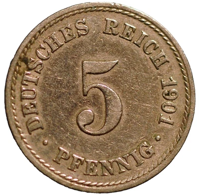 Alemania Imperio 5 Pfennig 1901 A KM# 11 Foto 1 de 2