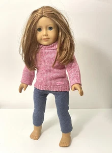 American Girl Doll 18" with Cozy Sweater Outfit Brown Hair Blue Eyes No Shoes - Picture 1 of 13