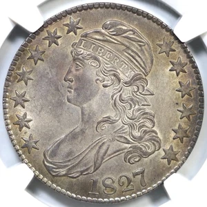 1827 O-106 R-2 NGC MS 62 Capped Bust Silver Half Dollar 50c - Picture 1 of 3