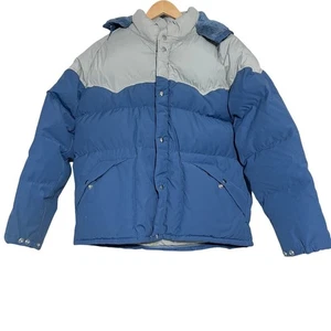 Vintage Polar Gear Mantel Herren Large blau grau Gänsedaunen Parka zweifarbig Talon 1970 - Bild 1 von 11