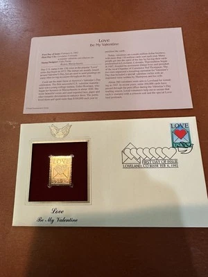 22kt Gold FDC First Day Issue Stamp-Celebrate the Century LOVE Be My Valentine - Image 1 of 4