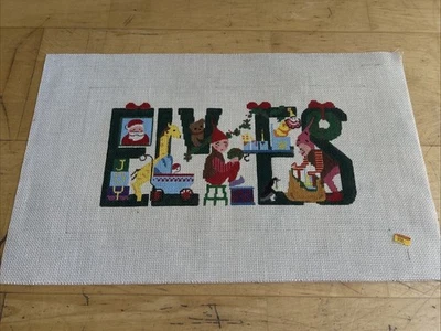 HANDPAINTED NEEDLEPOINT CANVAS - Christmas Elves - 14 Count NEW! - Image 1 of 4