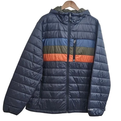 Free Country пуховик с капюшоном куртки мужские темно-синий оранжевый зеленый полоски размер XXL - Изображение 1 из 4