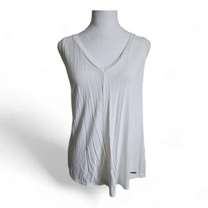 NEW Abercrombie & Fitch Sz MEDIUM White V Neck Light Weight Oversized Tank Top - Picture 1 of 5