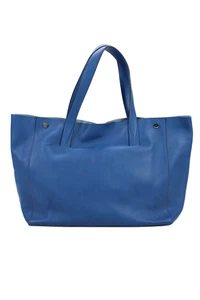 Vince Women's Snap Closure Interior Pocket Leather Tote Handbag Blue Size M - Picture 1 of 6