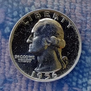Cuarto de dólar Washington 1956 prueba P clasificación ANACS PF 66 estado. - Imagen 1 de 4