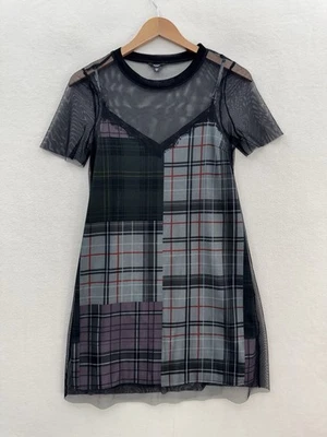 Guess Women’s XS Plaid Mesh T-Shirt Dress NWOT - Image 1 of 4