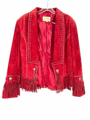 Scully Size L Red/Silver Fringe Suede Designer Jacket - Image 1 of 4