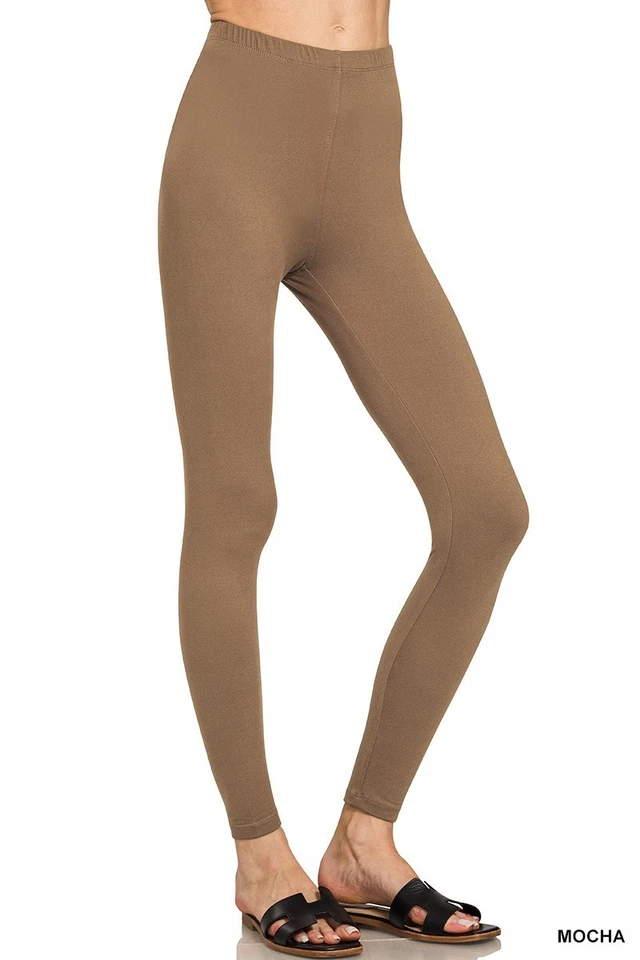 Mujer Suave Largo Completo Leggings Poli Spandex Sólido Elástico Largo Fitness Foto 1 de 1