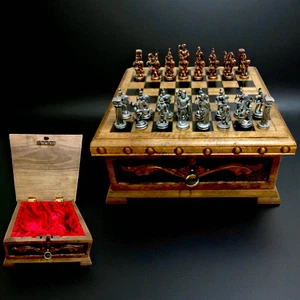 Handmade Walnut Puzzle Chess Set Hidden Storage & Mystery Key, Christmas Gift 🎁 - Picture 1 of 8