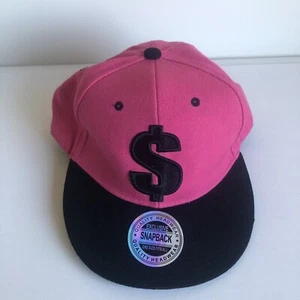 Money Dollar Millionaire Symbol Logo Snapback Baseball Cap Hat - Pink And Black - Bild 1 von 8