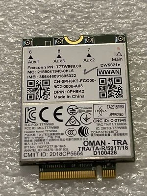 New Unlock Dell Latitude 5420 5424 7424 T77W968 DW5821e Snapdragon X20 LTE PH6K2 - Image 1 of 4