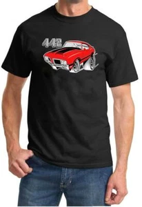 1970-72 Olds 442 Cutlass Red Hardtop Full Color Retro Tshirt NEW FREE SHIP - Picture 1 of 11