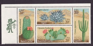 Scott #1945a (1942-45) Cactus (Desert) Zip Block of 4 Stamps - MNH - Picture 1 of 2