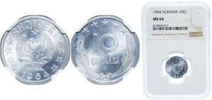 Albania 1964 10 Qindarka Aluminium NGC MS 64 - Picture 1 of 1