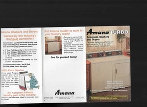 AMANA WASHER DRYER 1982 ADVERTISING  BROCHURE - Picture 1 of 2