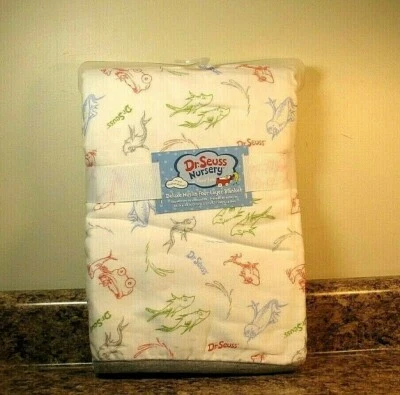 Trend Lab Dr Seuss One Fish Two Fish Print Deluxe Muslin Four Layer Blanket NWT - Image 1 of 3
