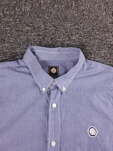 Pretty Green Shirt Men Large Blue Gingham Classic Fit - Picture 1 of 11