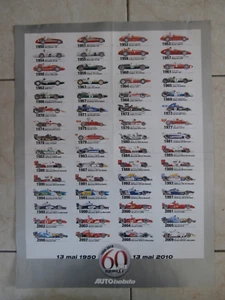 POSTER 60 ANS DE FORMULE 1 (1950-2010) + GIUSEPPE FARINA - Foto 1 di 2