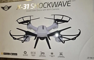 SKY RIDER X-31 SHOCKWAVE QUADCOPTER DRONE WITH WI-FI CAMERA New Sealed - Picture 1 of 8