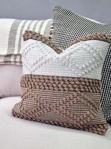 Set of 2 Bohemian Cotton Woven 16x16 Inches Boho Decorative Throw Cushion Covers - Picture 1 of 6