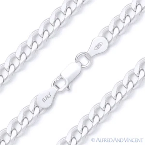 Collana catena uomo argento sterling 925 massiccio bordo cubano maglia 3,7 mm made in Italy - Foto 1 di 2