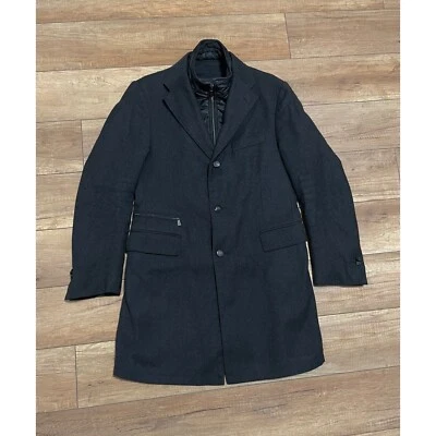 Corneliani ID Dark Grey Long Wool Trench Coat Jacket - Image 1 of 4