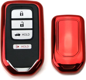 Chrome Finish Red TPU Key Fob Protective Cover Case Compatible with Honda Accord - Picture 1 of 12