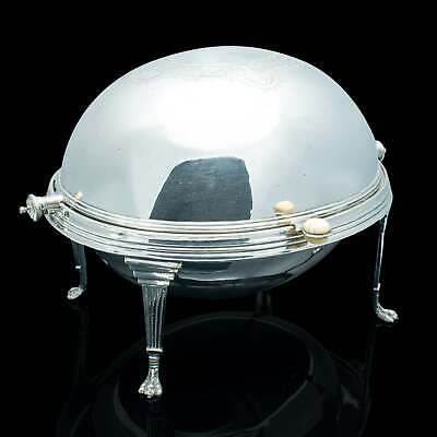 Antique Roll-Over Serving Dish, English, Silver Plate, Dome Top Tureen, Server • 1,084.92$
