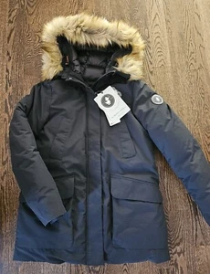 SAVE THE DUCK klassischer arktischer Parka mit Kunstfellkapuze schwarz Mantel 649 $, XL - Bild 1 von 5