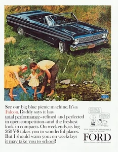 Print Ad Ford 1964 Falcon Convertible Peanuts Schultz Full Page 10.5"x13.5" - Picture 1 of 1