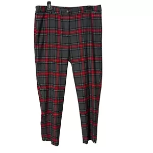 Talbots Womens Red Tartan Plaid Ankle Pants Size 12 Wool BOHO Preppy Grunge - Picture 1 of 10