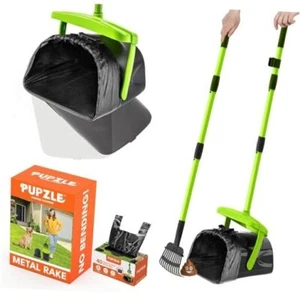 Dog Pooper Scooper with Bag Attachment, 40" Long Handle Pooper Scooper Green - Picture 1 of 7