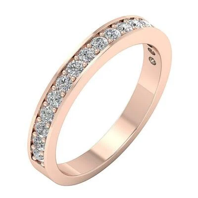 Natural Diamond SI1 G 0.60 Ct 14K Solid Yellow Gold Anniversary Stackable Ring - Image 1 of 4