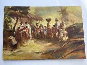 LARGE FILIPINO PAINTING HISTORIC NURSES 36 INCH VINTAGE CIRCLE OF AMORSOLO 1969 - Picture 1 of 23