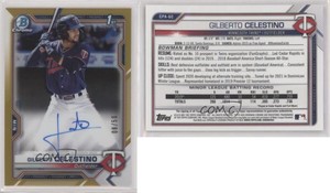 2021 Bowman Chrome Prospect Gold Refractor /50 Gilberto Celestino Rookie Auto RC