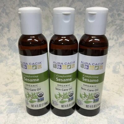Aura Cacia Comforting Sesame Skin Care Oil 4oz - Lot of 3 - Image 1 of 4