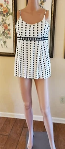 Vintage E. Stewart swim suit Tunic Top w/bottoms Black polka dots Beach Wear - Picture 1 of 10