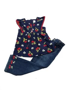 Gymboree Girls Jeans Sleeveless Shirt Size 5 Cherry Cute Vintage - Picture 1 of 9