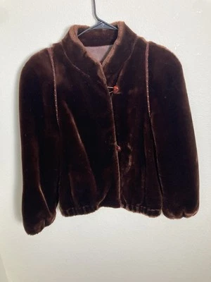 Vintage Jordache Faux Fur Jacket Burgundy Heart Buttons Women’s Medium USA - Image 1 of 4