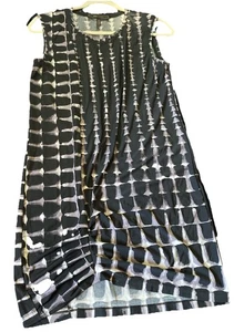 Mini Vestido Estampado BCBGMAXAZRIA Negro Sin Mangas Elastizado Talla Mediana - Imagen 1 de 7