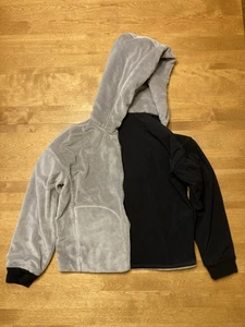 Blouson bomber polaire réversible James Perse noir/gris zippé femme taille 2 M - Photo 1/19