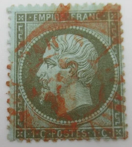 TIMBRE FRANCE N° 19 + CACHET ROUGE - NAPOLEON DENTELE - Foto 1 di 2